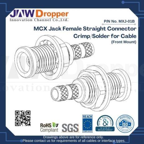 MCX Jack Female Straight Connector Crimp/Solder for Cable (Front Mount)