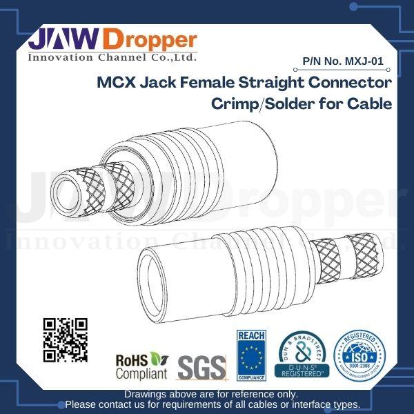 MCX Jack Female Straight Connector Crimp/Solder for Cable