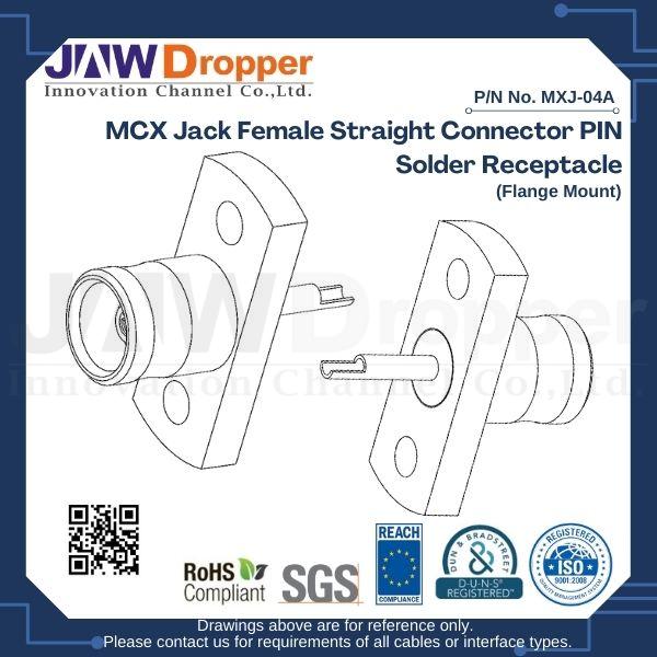 MCX Jack Female Straight Connector PIN Solder Receptacle (Flange Mount)