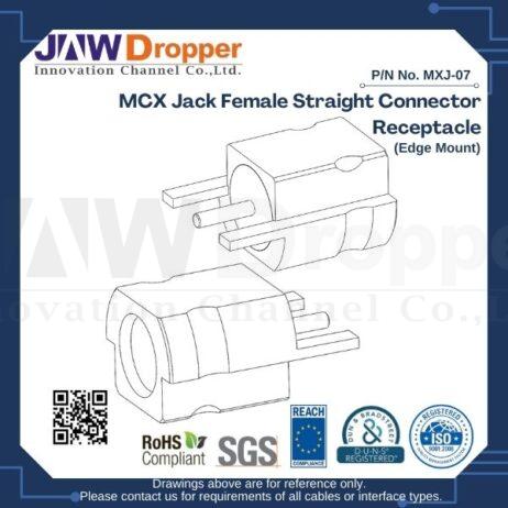 MCX Jack Female Straight Connector Receptacle (Edge Mount)