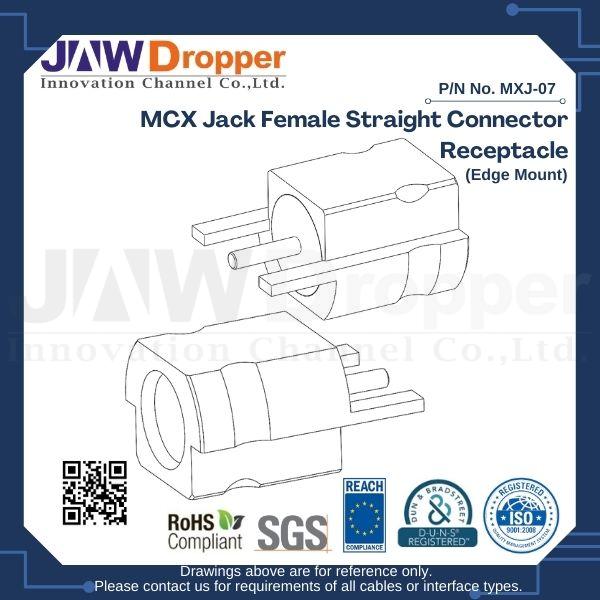 MCX Jack Female Straight Connector Receptacle (Edge Mount)