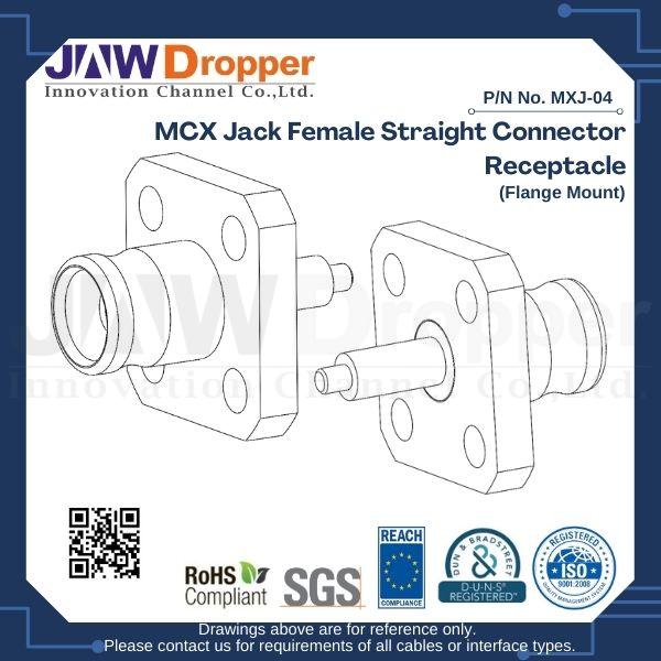 MCX Jack Female Straight Connector Receptacle (Flange Mount)