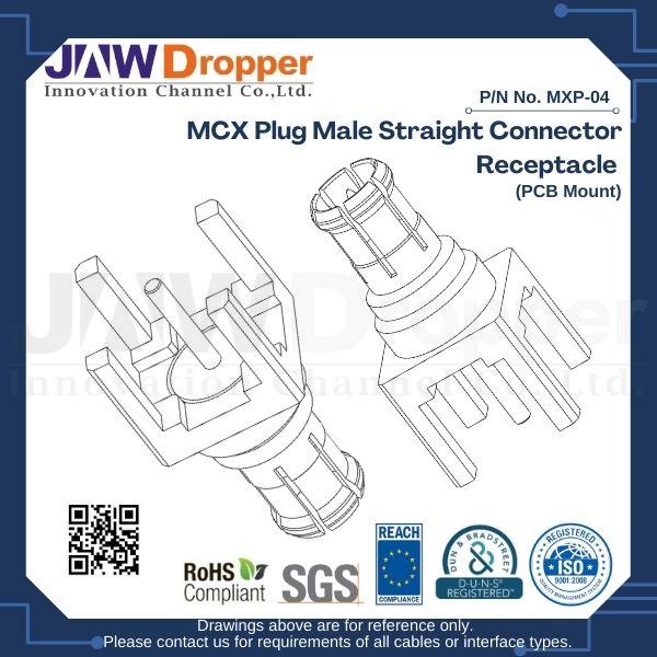 MCX Plug Male Straight Connector Receptacle (PCB Mount)