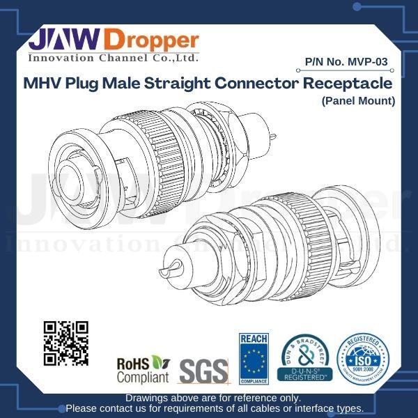 MHV Plug Male Straight Connector Receptacle (Front Mount)