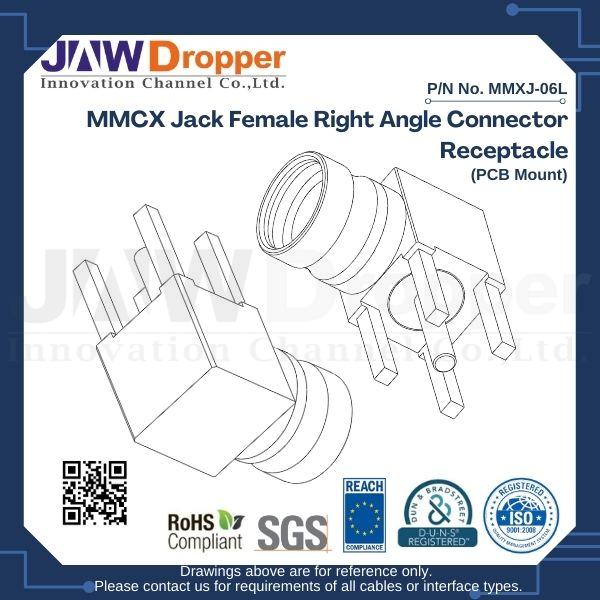MMCX Jack Female Right Angle Connector Receptacle (PCB Mount)