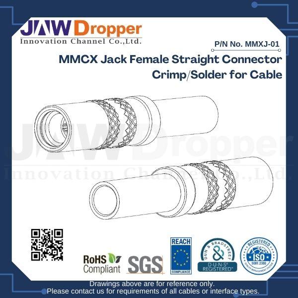 MMCX Jack Female Straight Connector Crimp/Solder for Cable