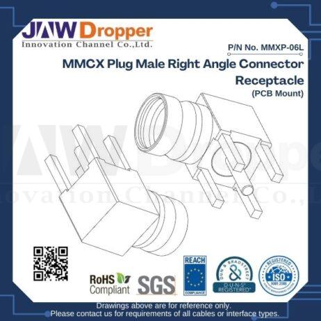 MMCX Plug Male Right Angle Connector Receptacle (PCB Mount)