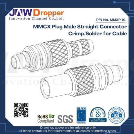 MMCX Plug Male Straight Connector Crimp/Solder for Cable