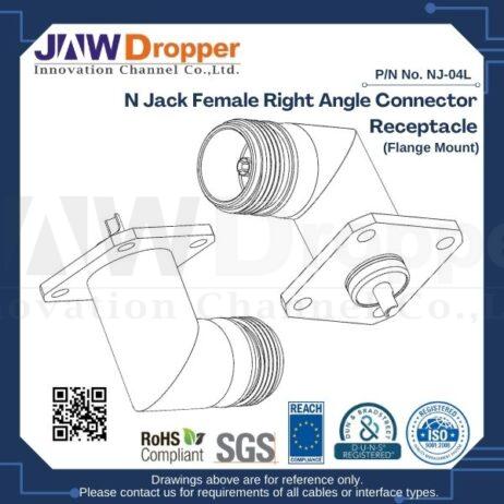 N Jack Female Right Angle Connector Receptacle (Flange Mount)