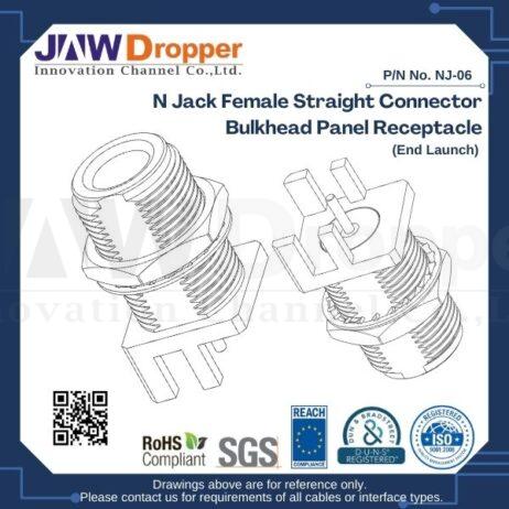 N Jack Female Straight Connector Bulkhead Panel Receptacle (End Launch)