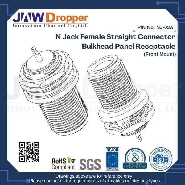 N Jack Female Straight Connector Bulkhead Panel Receptacle (Front Mount)