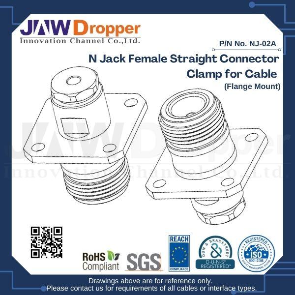 N Jack Female Straight Connector Clamp for Cable (Flange Mount)