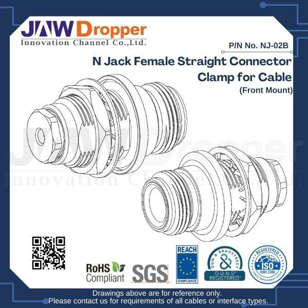 N Jack Female Straight Connector Clamp for Cable (Front Mount)