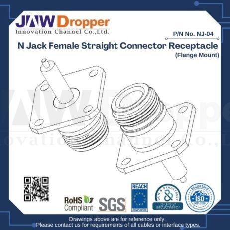 N Jack Female Straight Connector Receptacle (Flange Mount)