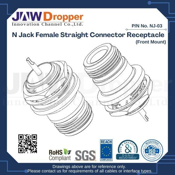 N Jack Female Straight Connector Receptacle (Front Mount)