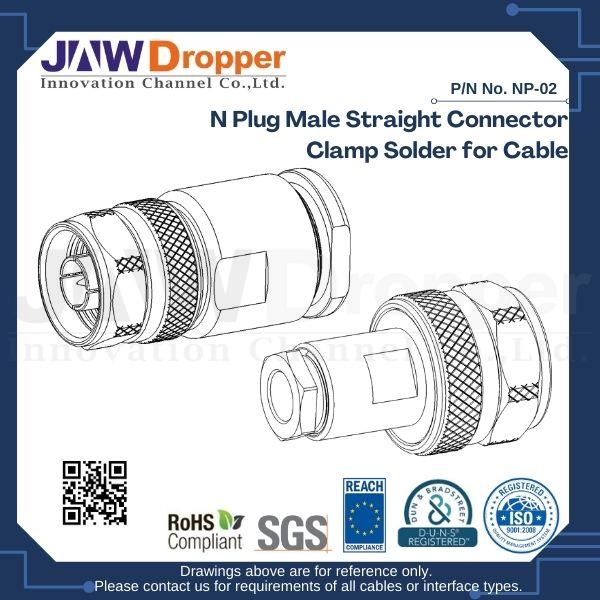 N Plug Male Straight Connector Clamp Solder for Cable