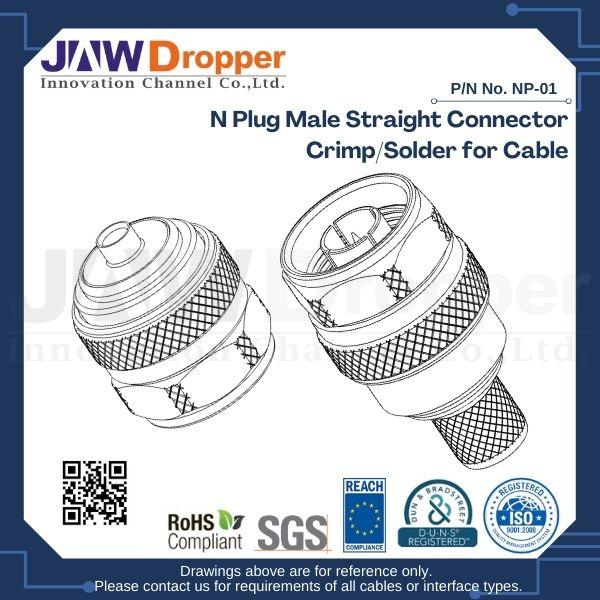 N Plug Male Straight Connector Crimp/Solder for Cable