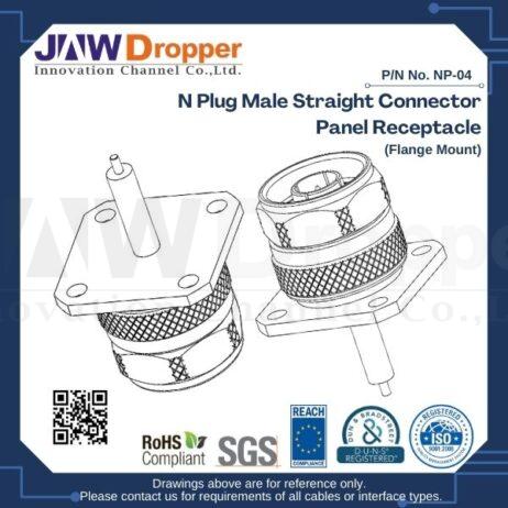 N Plug Male Straight Connector Panel Receptacle (Flange Mount)