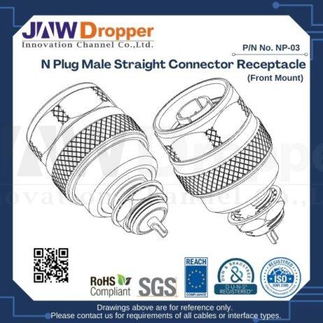 N Plug Male Straight Connector Receptacle (Front Mount)