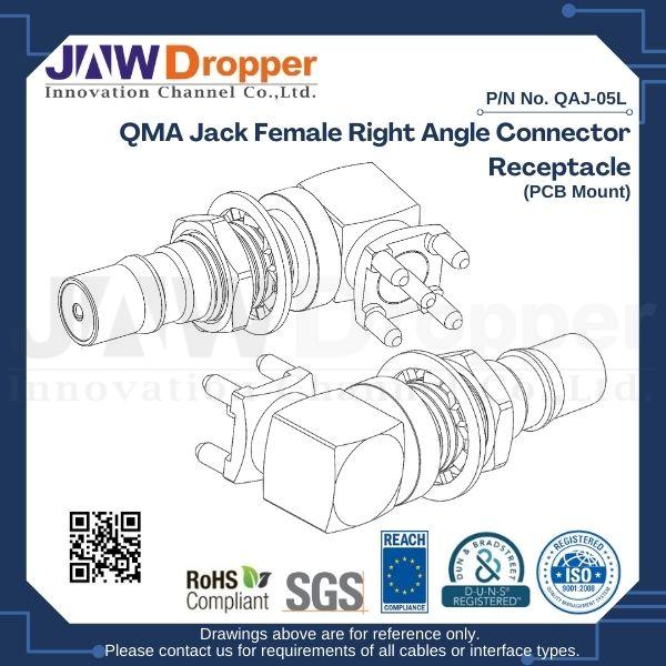 QMA Jack Female Right Angle Connector Receptacle (PCB Mount)