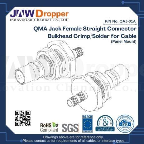 QMA Jack Female Straight Connector Bulkhead Crimp/Solder for Cable (Panel Mount)