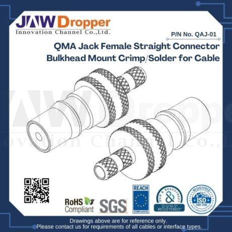 QMA Jack Female Straight Connector Bulkhead Mount Crimp/Solder for Cable
