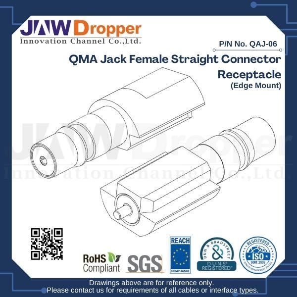 QMA Jack Female Straight Connector Receptacle (Edge Mount)