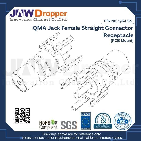 QMA Jack Female Straight Connector Receptacle (PCB Mount)