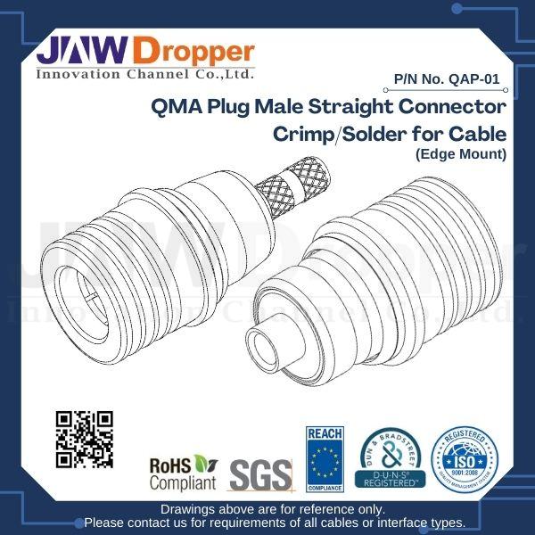QMA Plug Male Straight Connector Crimp/Solder for Cable