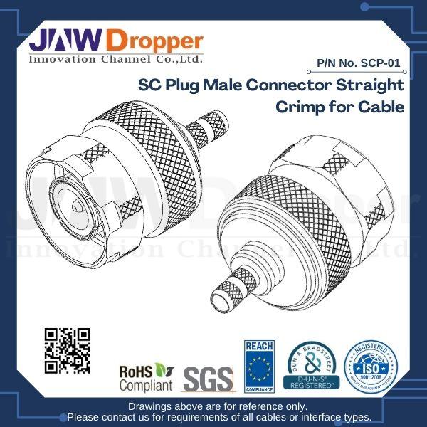 SC Plug Male Connector Straight Crimp for Cable