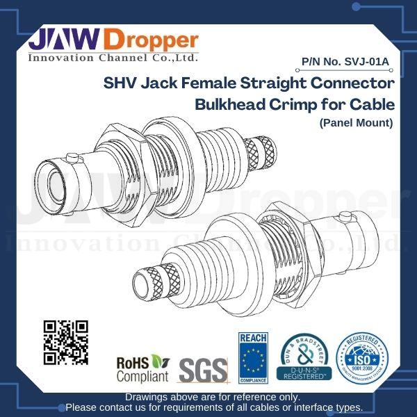 SHV Jack Female Straight Connector Bulkhead Crimp for Cable (Panel Mount)