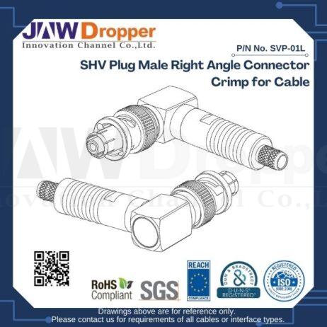 SHV Plug Male Right Angle Connector Crimp for Cable