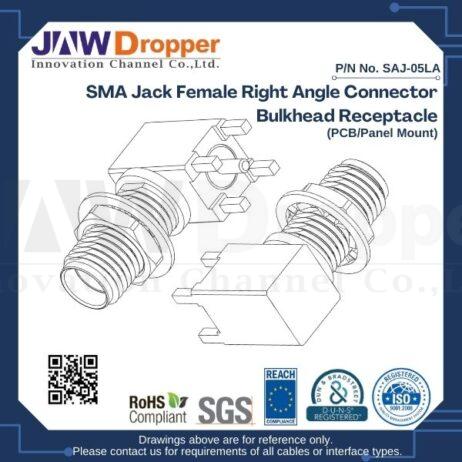 SMA Jack Female Right Angle Connector Bulkhead Receptacle (PCB/Panel Mount)