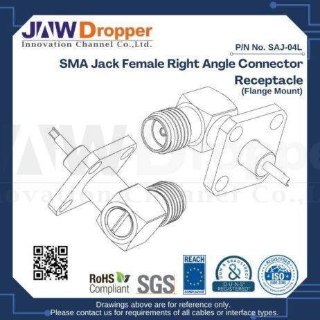 SMA Jack Female Right Angle Connector Receptacle (Flange Mount)