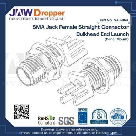 SMA Jack Female Straight Connector Bulkhead End Launch (Panel Mount)
