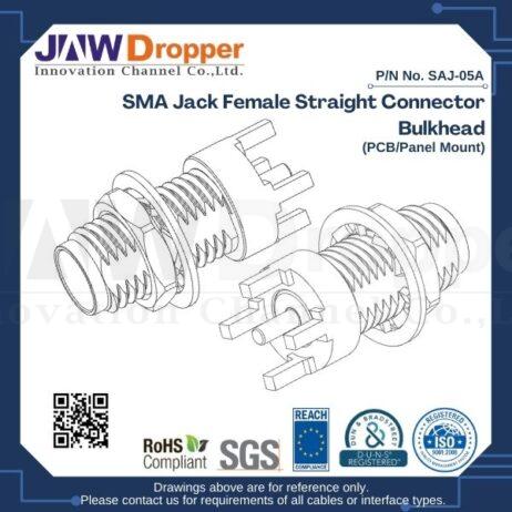 SMA Jack Female Straight Connector Bulkhead (PCB/Panel Mount)