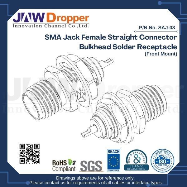 SMA Jack Female Straight Connector Bulkhead Solder Receptacle (Front Mount)