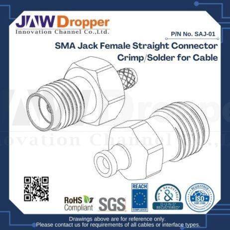 SMA Jack Female Straight Connector Crimp/Solder for Cable