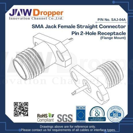 SMA Jack Female Straight Connector Pin 2-Hole Receptacle (Flange Mount)