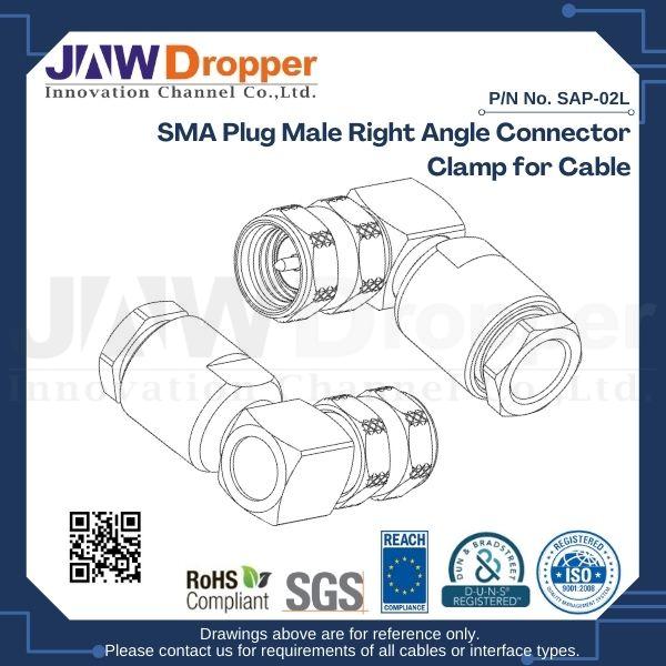 SMA Plug Male Right Angle Connector Clamp for Cable