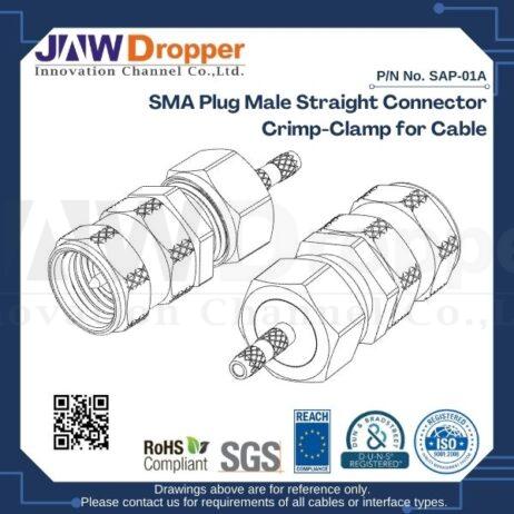 SMA Plug Male Straight Connector Crimp-Clamp for Cable