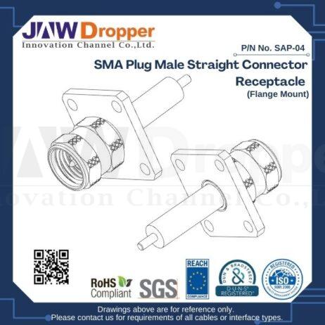 SMA Plug Male Straight Connector Receptacle (Flange Mount)