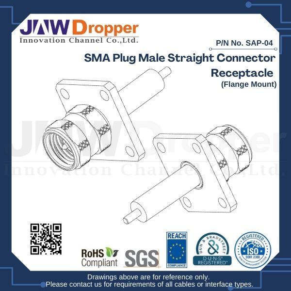 SMA Plug Male Straight Connector Receptacle (Flange Mount)