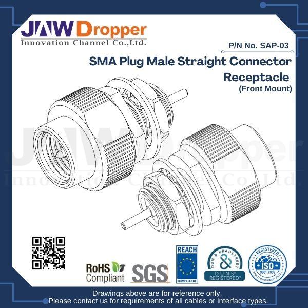 SMA Plug Male Straight Connector Receptacle (Front Mount)