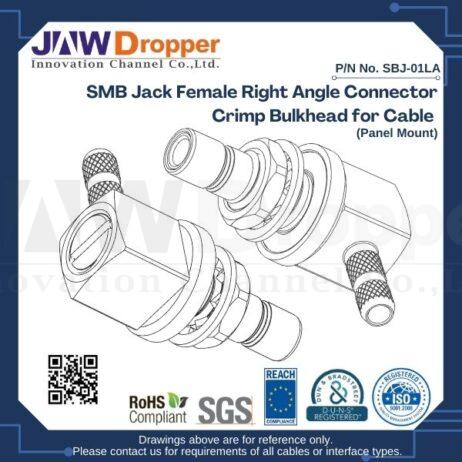 SMB Jack Female Right Angle Connector Crimp Bulkhead for Cable (Panel Mount)