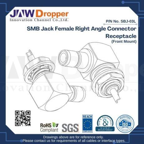 SMB Jack Female Right Angle Connector Receptacle (Front Mount)