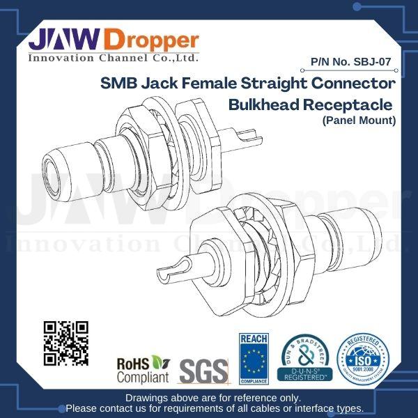 SMB Jack Female Straight Connector Bulkhead Receptacle (Panel Mount)