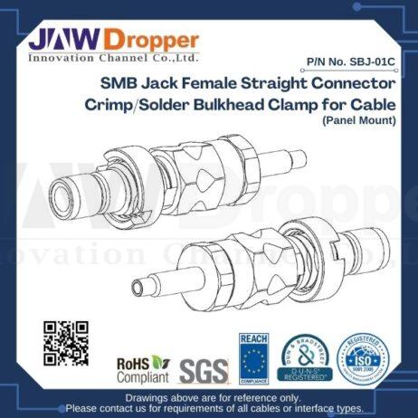 SMB Jack Female Straight Connector Crimp/Solder Bulkhead Clamp for Cable (Panel Mount)