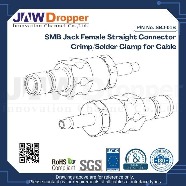 SMB Jack Female Straight Connector Crimp/Solder Clamp for Cable