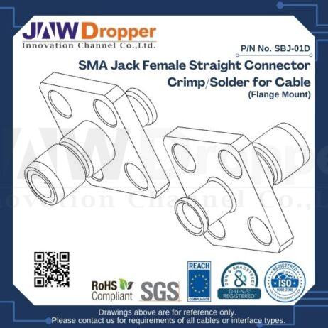 SMB Jack Female Straight Connector Crimp/Solder for Cable (Flange Mount)